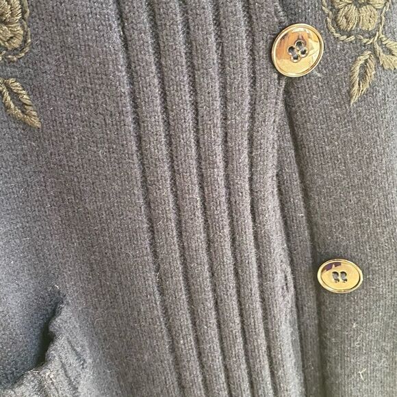 sonia BOGNER Navy blue overlay embroidery long après-ski cardigan -size 8 - Picture 4 of 12